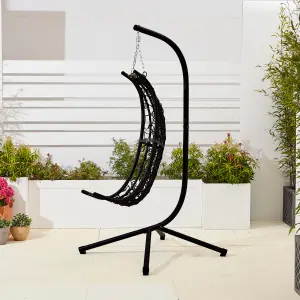 Neo Black Egg Swing Hanging Chair With Cushions