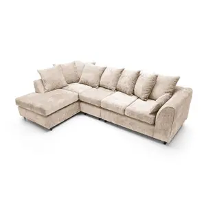 Harriet Crushed Chenille Large Left Facing Corner Sofa in Cream