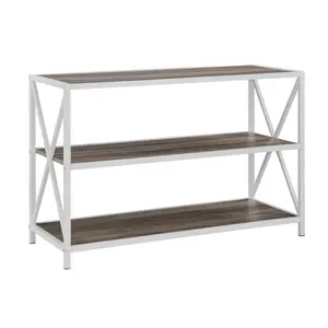 Bremer Bookcase Grey Wash White Metal