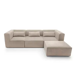 Doris Modular Corner Sofa in Beige Cord Chenille