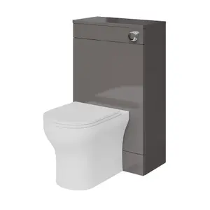 GoodHome Imandra Gloss Warm Grey Freestanding Toilet cabinet (H)840mm (W)500mm