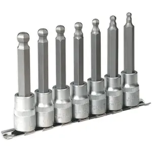 7 PACK 100mm Ball-End Hex Socket Bit Set - 1/2" Square Drive - 5mm to 12mm Allen