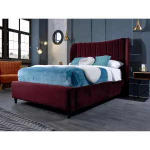 Carli Plush Velvet Maroon Bed Frame