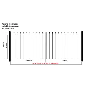 MANA Ball Top Pair of Metal Driveway Gates 2438mm GAP x 915mm High MAZP43