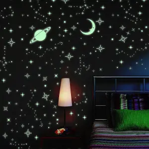 Moon And Stars Glow Glow in Dark Stickers Stock Clearance