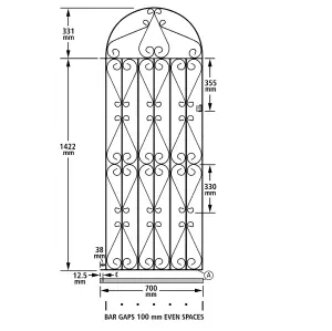 REGA Metal Scroll Tall Bow Top Garden Gate 762mm GAP x 1753mm High RBZP40