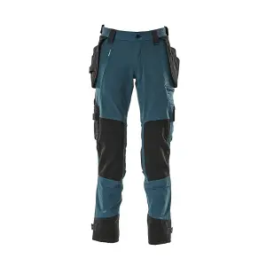 Mascot Advanced Trousers with Holster Pockets and Stretch - Dark Petroleum   (38.5) (Leg Length - Long)