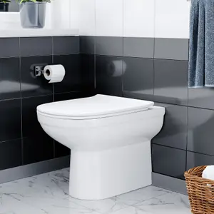 Nes Home Back to Wall Modern Rimless Toilet and Soft Close Seat White