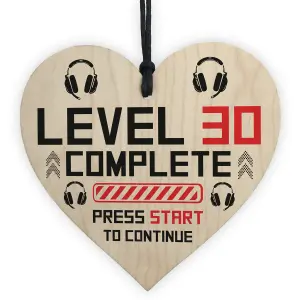 Red Ocean 30th Birthday Gamer Gift Wooden Heart Novelty 30th Birthday Gifts For Son Brother