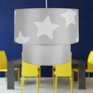 First Choice Lighting Grey & White Star Design Easy Fit Light Shade