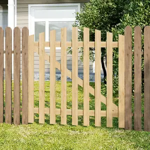 Wood Colour 120x120cm Outdoor Wooden Garden Gate Spruce Wood Fence Door with Door Bolt