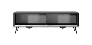 Lante Modern Black TV Cabinet 1630mm H510mm D380mm with Two Pull-Down Doors and Two Closed Compartments