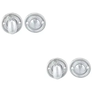 2 PACK - Reeded Design Thumbturn Lock And Release Handle 42mm Dia Polished Chrome