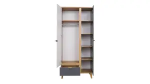 Memone Functional Wardrobe - Golden Oak with Graphite & White Matt - W900mm x H2000mm x D520mm