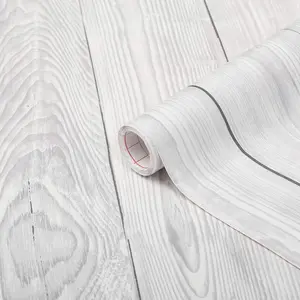 White Shabby Wood Effect Self-Adhesive Vinyl Decor DIY Arts Craft Furniture Wall