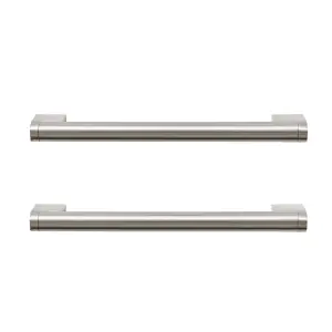 GoodHome Khara Nickel effect Kitchen cabinets Bar Pull Handle (L)18.8cm (D)36mm, Pack of 2