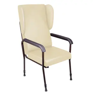 Height Adjustable High Backed Lounge Chair - Cream Upholstery - 450 570mm Height