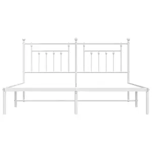 Berkfield Metal Bed Frame with Headboard White 183x213 cm