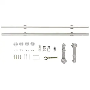 Berkfield Sliding Door Hardware Kit 183 cm Stainless Steel Silver