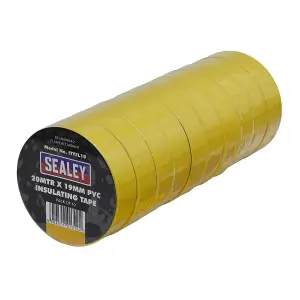 Sealey PVC Insulating Tape Electrical PVC 19mm x 20M Yellow Pack of 10 ITYEL10