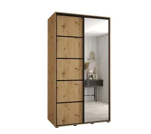 Rustic Oak Artisan Cannes V Sliding Wardrobe H2050mm W1300mm D600mm with Customisable Black Steel Handles