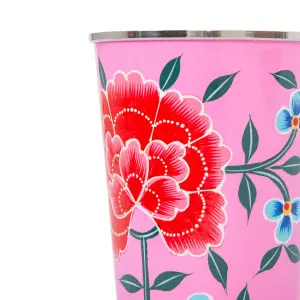 BillyCan Hand-Painted Picnic Cups - 400ml - Raspberry Peony - Pack of 6