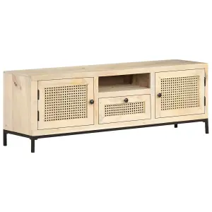 Berkfield TV Cabinet 120x30x40 cm Solid Mango Wood and Natural Cane