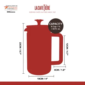 La Cafetiere Pisa Glass Cafetiere with Stainless Steel Frame