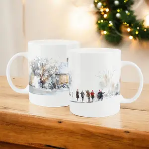 Purely Home Christmas House Mug - Winter Scenery Xmas Gift/Present Bone China Cup