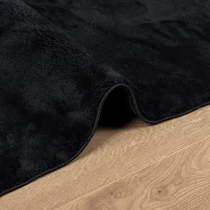 Rug OVIEDO Short Pile Black 160x160 cm