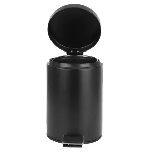 Black  3L Bathroom Pedal Bin Freestanding