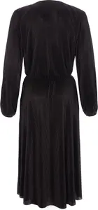 Bonmarche Black Plain Plisse Wrap Dress, Size: 10