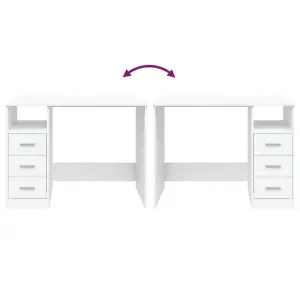 Berkfield Desk with Drawers White 102x50x76 cm Engineered Wood