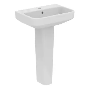 Ideal Standard i.life S Gloss White Rectangular Floor-mounted Full pedestal Basin (H)84.5cm (W)55cm