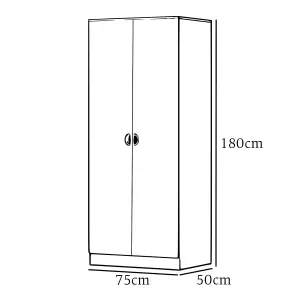 Wardrobe 2 Door Matt White Finish With Light Oak Top