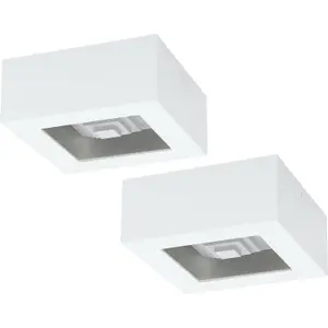 2 PACK Wall / Ceiling Light Modern White Box Lamp 140mm x 140mm 6.3W LED