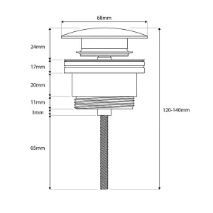 Universal Basin Waste Matte Black Slotted/Un-Slotted