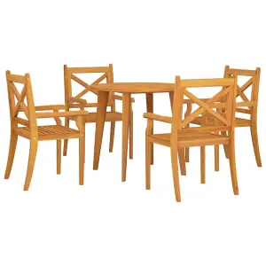 5 Piece Garden Dining Set Solid Wood Acacia