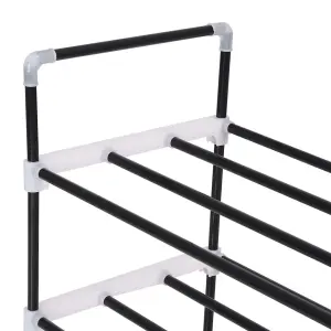 Berkfield Shoe Rack with 4 Shelves Metal and Plastic Black