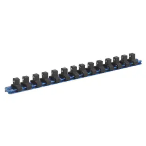 Sealey Socket Retaining Rail With 14 Clips Aluminium 3/8" Square Drive SR3814