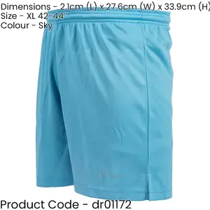 XL ADULT Elastic Lightweight Football Training Shorts - Plain SKY BLUE 42-44"