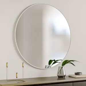 Baum Metal Flat Wall Mirror White / 80 cm H x 80 cm W