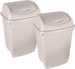 simpa 25L Cream Plastic Swing Lid Bin - Set of 2 Bins