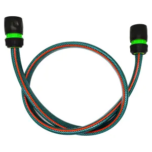 Garden Hose Pipe, Outdoor Tap to Reel Connection Set, 4 Layer Non-Toxic 1/2" Hose (Green, 1 m / 3.28 ft + 2 Quick Connectors)