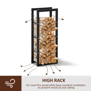 HOMCOM 100cm Metal Firewood Log Holder Rack Elevated Design, Base Side Rails