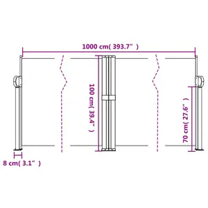 Retractable Side Awning Anthracite / 100" H x 1000" W