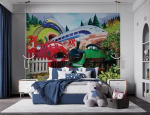 Walltastic Train Adventure Multicolour Smooth Wallpaper Mural 8ft high x 10ft wide