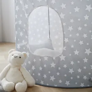 Grey Kids Tent, Starry Grey Pop Up Play Tent For Kids with Carry Bag