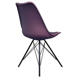 Soho Aubergine Plastic Dining Chair with Black Metal Legs