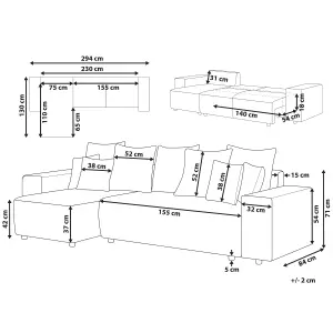 Corner Sofa LUSPA Light Grey Fabric Right Hand